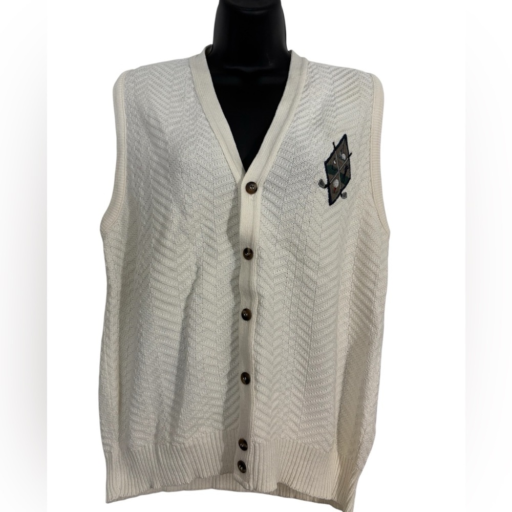 Vintage Northern Elements Golf Cream Button-Up Knit Vest